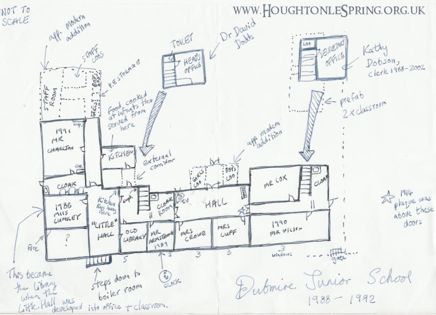 Plan of Dubmire Junior School 1988 - 1992
