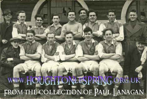 Houghton Wednesday Football Team outside the Welfare Hall's sports pavillion in 1951