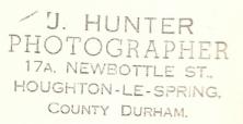 J Hunter, Photographer, 17A Newbottle Street, Houghton le Spring