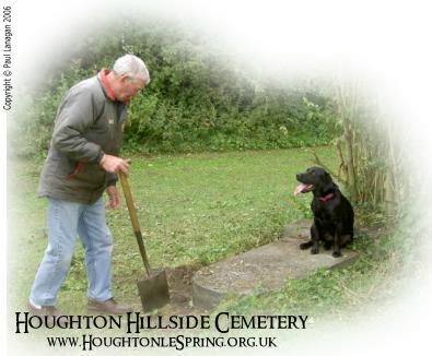 Flower the dog ain't afraid of no ghosts, at Houghton Hillside Cemetery