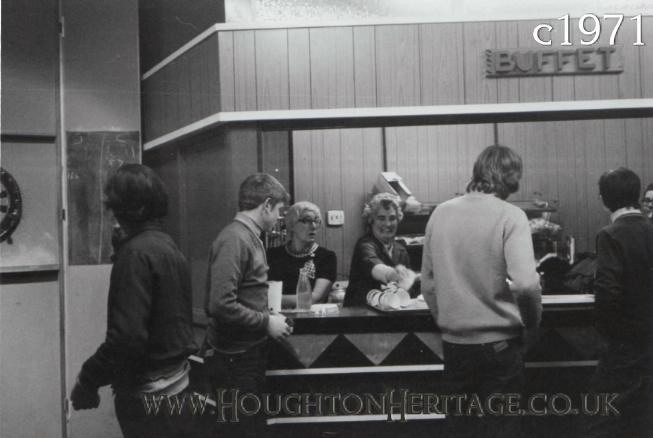Snack time at the canteen in the YMCA at Houghton Hall, guessed to be around 1971