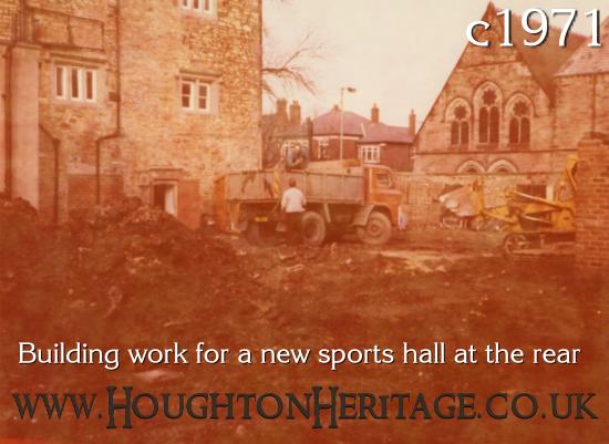 Building work for the new sports hall, at the rear of Houghton Hall, circa 1971