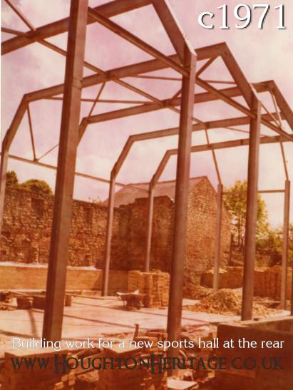 Building work for the new sports hall, at the rear of Houghton Hall, circa 1971