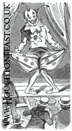 Billy Purvis performs in his showbooth