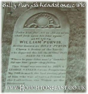 The grave of Billy Purvis at St Hilda's Church, Hartlepool Headland, around 1890