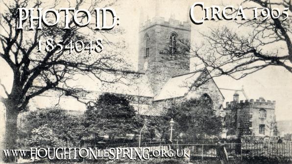 A view of Houghton Church and churchyard in around 1905.  Note the erect headstones in the foreground