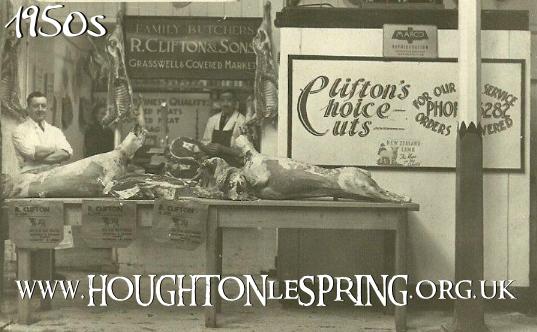 R Clifton & Sons butchers at Cox's indoor market, Houghton-le-Spring