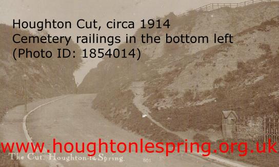 Looking up the very steep Houghton Cut, circa 1914, with a peek at the Hillside Cemetery railings (right)