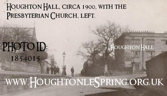 Houghton Hall, circa 1900, with the Presbyterian Church, left