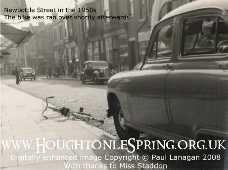 A glimpse of Newbottle Street in the 1950s.  The fallen bike was ran over shortly after the photograph was taken!