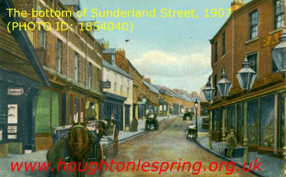 The lower end of Sunderland Street, Houghton-le-Spring, c1907, with delivery carts on the road