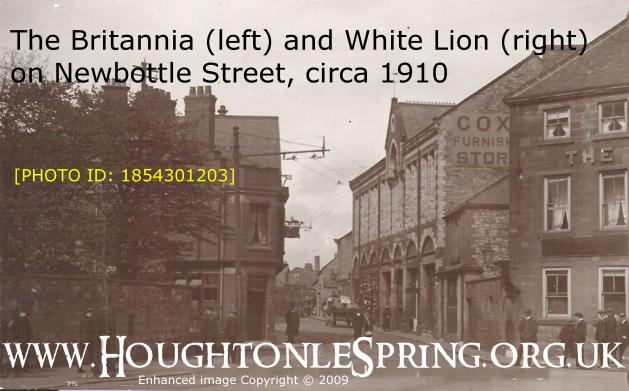 The entrance to Newbottle Street with the White Lion Public House on the right.